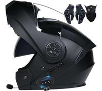 Motorcycle Bluetooth Modular Helmet DOT Approved Dual Visor Full Face Flip up Integrated Helmets Double Built-in Speaker Microphone Waterproof Adults Men Women(C1,XL(61~62CM))