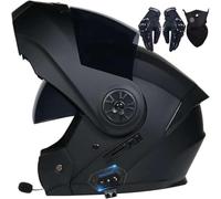 Motorcycle Bluetooth Modular Helmet DOT Approved Dual Visor Full Face Flip up Integrated Helmets Double Built-in Speaker Microphone Waterproof Adults Men Women(C5,XL(61~62CM))