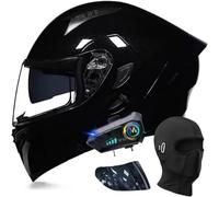 Motorcycle Bluetooth Modular Helmet, DOT Approved Dual Visor Full Face Flip Up Integrated Motorcycle Helmet for Adults Men and Women(C11,XXL(63~64cm))