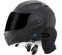 Motorcycle Bluetooth Modular Helmet,ECE 22.06 Approved Flip Up Full Face Motorcycle Dual Visor Helmet, with Dual Speakers and Microphone, for Adults Men and Women 5,L/(59~60cm)