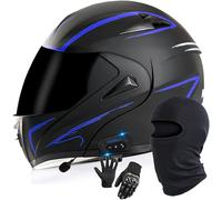 Motorcycle Bluetooth Modular Helmet,ECE 22.06 Approved Flip Up Full Face Motorcycle Dual Visor Helmet, with Dual Speakers and Microphone, for Adults Men and Women 3,M/(57~58cm)