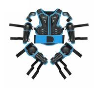Motorcycle Body Armour for Kids, Motocross Body Armour Vest with Knee Pad and Elbow Pad, Motorbike Armor Protective Gear Set Racing Safety Accessories for 5-13 Years,Blue-One Size