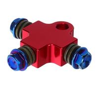 Motorcycle Brake Hose Aluminium Alloy Tee Connector 3 Way | Extended T Shape Design, Titanium Burnt Banjo Bolts Included, for Dual Disc Upgrades and Garage Installs Random Color
