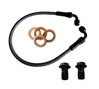 Motorcycle Brake Hose AN3 M10 Motorcycle Braided Brake Hose Line Hydraulic Clutch Tube Master Cylinder Oil Pipe Motocross Dirt Pit Bike 90°-90° Accessories(400mm)