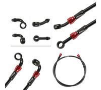 Motorcycle Brake Hose Braided,400-2400mm AN3 Hydraulic Clutch Tube Oil DOT Fluid Pipe Line Stainless Steel for ATV Dirt Pit Street Racing Bike,Removing Fittings Banjo (BlackRed, 900mm)