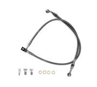Motorcycle Brake Hose for Harley Softail for Fat Boy EFI FLSTFI 2011-2017 for Lo FLSTFB 2011-2016 Motorcycle Stainless Steel Front ABS Lower Hydraulic Brake Hose Line(Black- Silver)