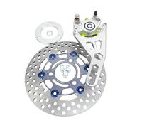 Motorcycle brake rotor 84mm Motorcycle 32mm*2Piston Brake Disc Rotor Caliper With 220mm & Bracket Scooter Accessories(A set 220mm silver)