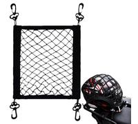 Motorcycle Bungee Net, Motorcycle Luggage Net - Highly Elastic Polyester Cargo Net with 4 Adjustable Hooks | 360 Degree Rotatable Easy Install Motorcycle Net for Luggage Storage
