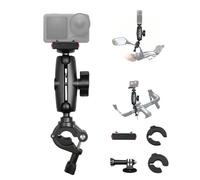 Motorcycle Camera Mount Magnetic Base Compatible for Insta360 X6-X/Ace Pro2 | 360°Adjustable Bike Handlebar Mirror Clamp with 1/4" Screw, Quick Release Adapter, Fit 0.28"-1.41" Pole for POV Action Camera