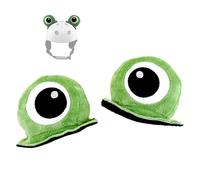 Motorcycle Cap Decorations - Cute Plush Frog Eyes Ear Sticker, Cartoon Strawberry Motorcycle Accessories, Adhesive Fasteners for Motorbikes