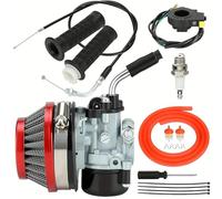 motorcycle carburetor 1 Set Racing Carburetor 2 Stroke 49cc 50cc 66cc 80cc 100cc With Air Filter For Gas Motor Motorized Moto Bike Aluminum Alloy Carb(Red)