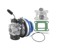 Motorcycle Carburetor 47cc 49cc Pocket Bike 19mm Carburetor 58mm Air Filter Mainfold Assembly For 2 Stroke Mini Moto Dirt Quad ATV Engine Parts Carburettor(A set blue)
