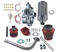 Motorcycle Carburetor Accessories VM22 Carburetor With for Intake Manifold Exhaust for Pipe Muffler Kit For Predator 212cc GX160 GX200 6.5hp Go Kart 196cc CT200U KT196(Red)