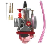 Motorcycle Carburettor Red Blue Motorcycle Carburetor Dirt Bike Carb With Power Jet For PWK24 26 28 30 34mm For 2T 4T Koso Motocross Karb Scooter ATV(Red 28mm)