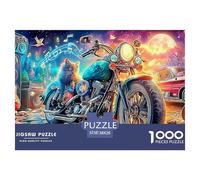 Motorcycle Cat 1000 Puzzles Adults Kids Age Birthday Gifts Unique Challenging & Brainteasing 38x26cm/1000pcs