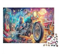 Motorcycle Cat Adult Puzzle for Decompression: Cat on Motorcycle Educational Game Challenge 1000 Piece 52x38cm/1000pcs