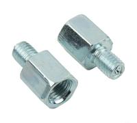Motorcycle Chrome Adapters 10mm Female to 8mm Male Clockwise Threaded Mirrors Set - for Scooter Motorbike Handlebar Mirror 2-pack