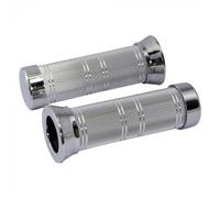 Bike It Moto Motorcycle Motorbike Grips Classic Knurled Chrome - 20 MM x 25 MM