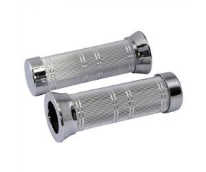 Motorcycle Chrome Grips Pair Knurled Chrome Custom Grips 25mm LEFT 28mm RIGHT