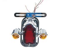 Motorcycle Chrome Tombstone Metal Tail Light Turn Signal For Harley Chopper FLSTN FLSTSC Custom