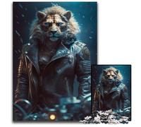 Motorcycle Club Lion 1000-Piece Jigsaw Puzzle Impossible Jigsaw Puzzles for Adults for Birthdays And Holidays 26X38CM/10.23x14.96inch