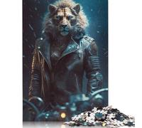 Motorcycle Club Lion 500 Pieces Puzzles for Teenagers Gifts Wooden Puzzle Jigsaws for Adults Home Educational Games DIY Toys 500pcs (52x38cm)