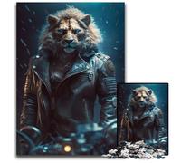 Motorcycle Club Lion Jigsaw Puzzles 1000 Pieces for Adults Jigsaw Puzzles Perfect for Family Gatherings, Birthdays, Holidays 50x75CM/19.68x29.52inch