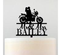Motorcycle Couple Wedding Motorcycle Motorbike Funny Cake Topper, 6-7.8 Inch Couple Customized For Anniversary Decoration