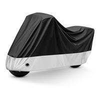 Motorcycle Cover Black All Season Waterproof Sun Outdoor Protection, Fits up to 91" Motorcycle Vehicle Cover (L Large & Lockholes & Storage Bag)