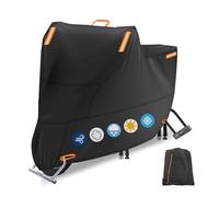 Motorcycle Cover Heavy Duty, Motorcycle Scooter Moped Cover Sun Rain Dust Protection with 4 Reflective Strips and 2 Windproof Buckles, 2 Lock-Holes for Cruisers Sportbikes (1XL: 82x37x50 inch)