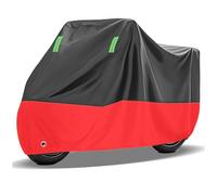 Motorcycle Cover, Motorbike Cover All Season Universal Weather Waterproof Sun Outdoor Protection with Lock-Holes & Storage Bag, Fits up to 79"-116" Motorcycles Vehicle Cover,Black Red,97"