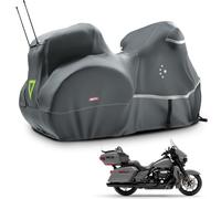 Motorcycle Cover with Side+Top Box LI LIBZAKI Heavy Duty 600D Waterproof for Touring Models Harley Davidson Ultra Limited,Road Glide Limited, Gold Wing,Road Master,Indoor & Outdoor Storage/Gray