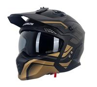 Motorcycle Crash Helmet Stealth Fighter ECE 22.06 Approved Multi Function Full Face & Open Face Helmet Removable Peak - Orbit Black/Gold Matt (Large)