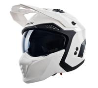 Motorcycle Crash Helmet Stealth Fighter ECE 22.06 Approved Multi Function Full Face & Open Face Helmet Removable Peak - Gloss White