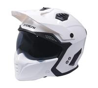 Motorcycle Crash Helmet Stealth Fighter ECE 22.06 Approved Multi Function Full Face & Open Face Helmet Removable Peak - Gloss White (XL)