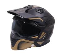 Motorcycle Crash Helmet Stealth Fighter ECE 22.06 Approved Multi Function Full Face & Open Face Helmet Removable Peak - Orbit Black/Gold Matt (XL)