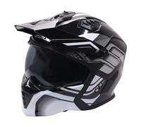 Motorcycle Crash Helmet Stealth Fighter ECE 22.06 Approved Multi Function Full Face & Open Face Helmet Removable Peak - Orbit Black / Silver Gloss (Medium)