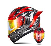 Motorcycle Crash Modular Helmets for Men and Women Full-face Flip-up Motorbike Helmets Double Vision Mirror Lightweight Ventilation Comfortable Four Seasons L/59-60cm