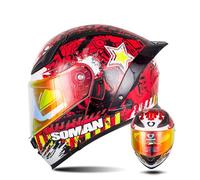 Motorcycle Crash Modular Helmets for Men and Women Full-face Flip-up Motorbike Helmets Double Vision Mirror Lightweight Ventilation Comfortable Four Seasons XXL/63-64cm