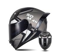 Motorcycle Crash Modular Helmets for Men and Women Full-face Flip-up Motorbike Helmets Double Vision Mirror Lightweight Ventilation Comfortable Four Seasons L/59-60cm