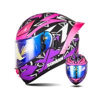 Motorcycle Crash Modular Helmets for Men and Women Full-face Flip-up Motorbike Helmets Double Vision Mirror Lightweight Ventilation Comfortable Four Seasons S/55-56cm