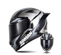 Motorcycle Crash Modular Helmets for Men and Women Full-face Flip-up Motorbike Helmets Double Vision Mirror Lightweight Ventilation Comfortable Four Seasons XL/61-62cm
