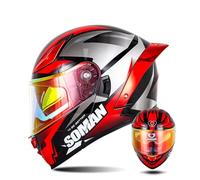 Motorcycle Crash Modular Helmets for Men and Women Full-face Flip-up Motorbike Helmets Double Vision Mirror Lightweight Ventilation Comfortable Four Seasons XXL/63-64cm