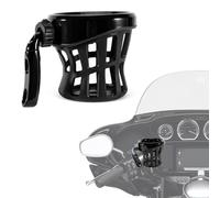 Motorcycle Cup Drinks Holder Universal for Bike Wheelchair Stroller Mobility Scooter, PSLER Pram Handlebar Water Bottle Cup Holder W/Mesh Basket for Harley Dyna Softail Electra Glide(Black)