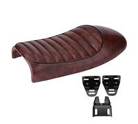 Motorcycle Cushion, Motorcycle PU Leather Vintage Cafe Racer Seat Flat Saddle Cushion for CG125 GN CG CB400SS (A)