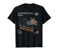 Motorcycle Dad Road Trip Balancing Life & Miles Fathers Day T-Shirt