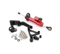 Motorcycle damper Compatible With Ducati For Monster 696 795 796 2008-up Motorcycle Steering Damper Stabilizer Mounting Bracket Support Kit Universal Accessories(Red-Black)