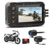Motorcycle Dash Cam, Motorcycle Camera Front and Rear Waterproof Motorbike Camera Dual Lens Motorbike Dash Cam with 32GB TF Card, 3" HD IPS Display, Night Vision, G-Sensor, Loop Recording, DVR Dashcam