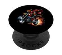 Motorcycle Dog Superhero Rider With Cape And Flames PopSockets Adhesive PopGrip