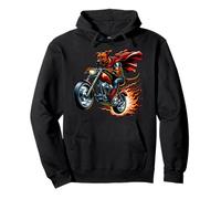 Motorcycle Dog Superhero Rider With Cape And Flames Pullover Hoodie